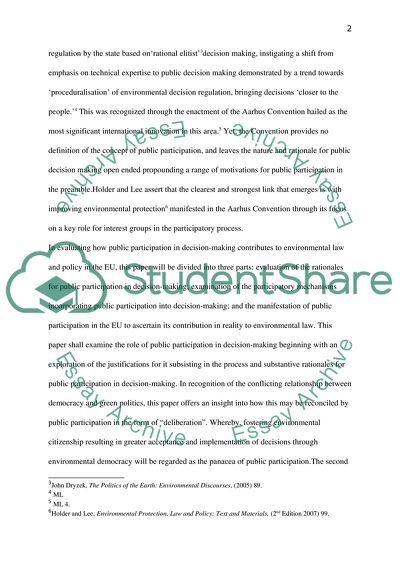 Environmental Law and Policy in the EU