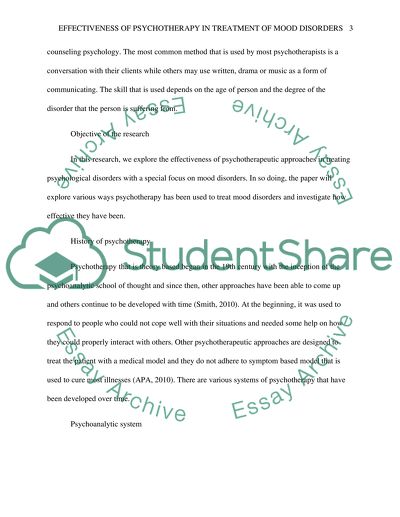 Effectiveness of Psychotherapy in Treatment of Mood Disorders