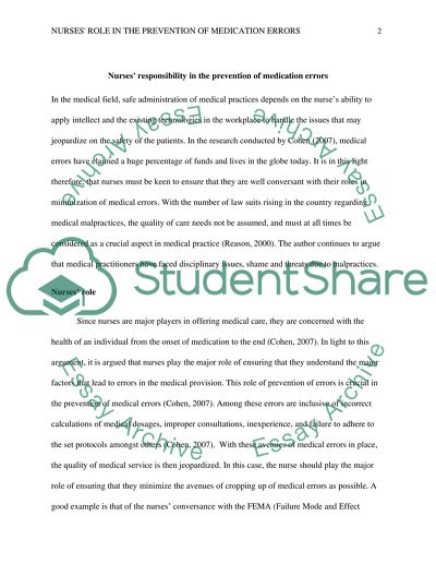The nurses responsability in the prevention of medication errors