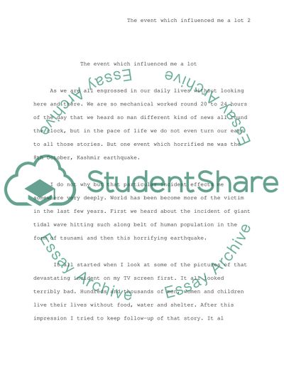 The event which influenced me a lot