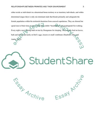 Relationships between primates and their environments