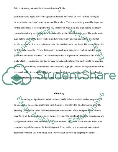 Effects of poverty on malaria in the rural areas of India