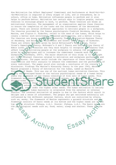How Motivation Can Affect Employees Commitment and Performance at Work