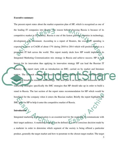 Development of an Integrated Marketing Communication Mix Strategy - HP