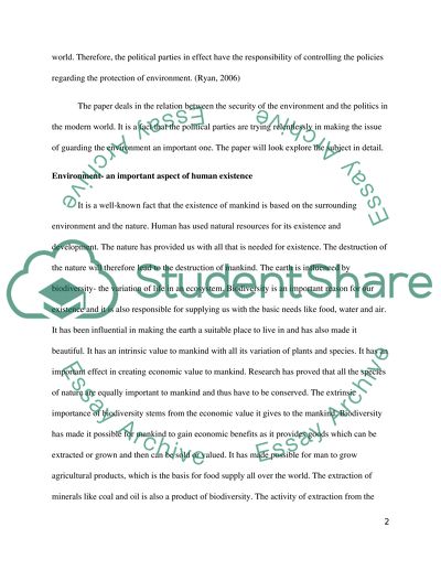 Relation between the Security of the Environment and the Politics