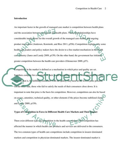 Competition in Health Care for Individuals, Organizations, and the System as a Whole