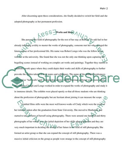 Cindy Sherman as a Famous American Photographer and Film Director