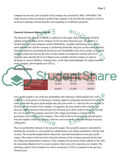 Financial Analysis of the Company in Clothing and Retail Industry