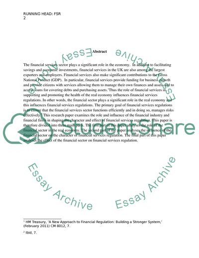 Role and Influence of the Finance Industry in Shaping the Effect of Financial Services Regulation
