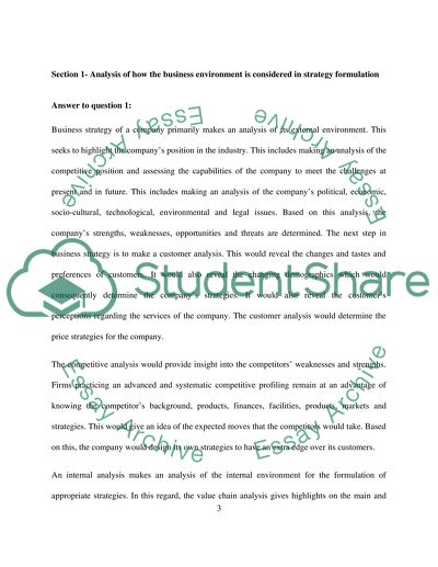 How the Business Environment Is Considered in Strategy Formulation
