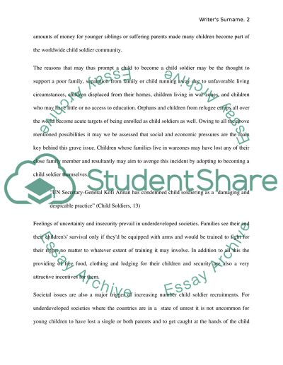 essay for child soldiers