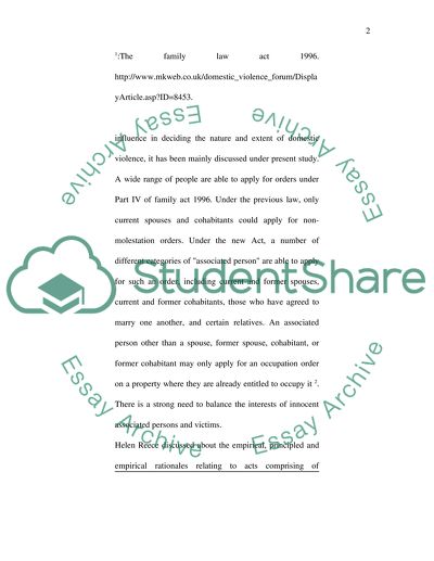 Critical Analysis of the Associated Persons Provisions of Part III of the Family Law Act 1996