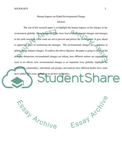 Human Impacts on Global Environmental Change