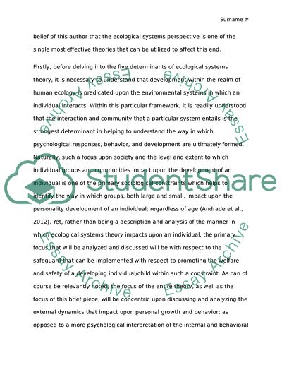 Ecological Systems Theory Approach to Child Welfare