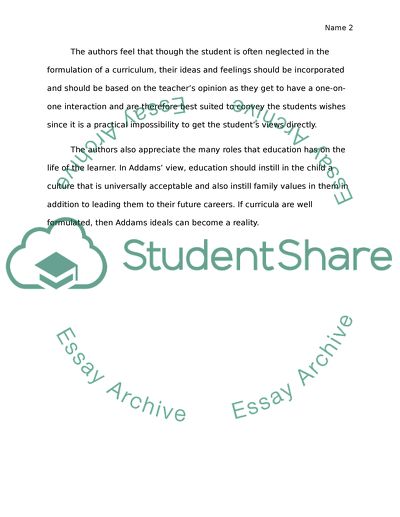 The Role of Teacher and the Curriculum