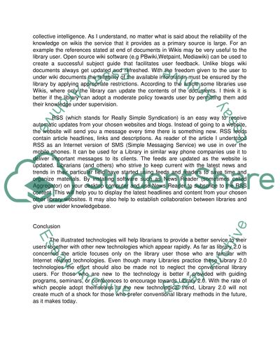 Blogs, Wikis, and RSS to Serve the Library