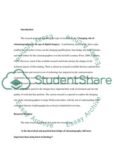 Changing Role of Cinematographers in the Age of DigitalImagery