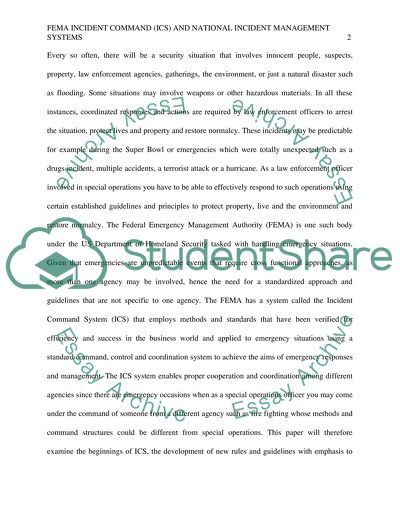 Analysis of the National Incident Management Systems