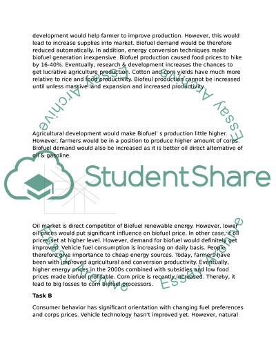 Impacts of Rising Production of Biofuels on Economy