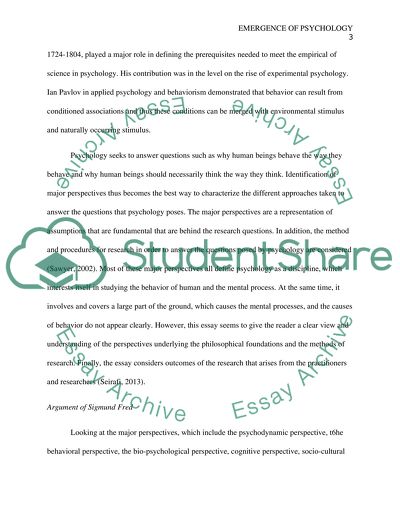 Emergence of Psychology