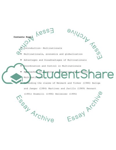 Coordination and Control in Multinationals