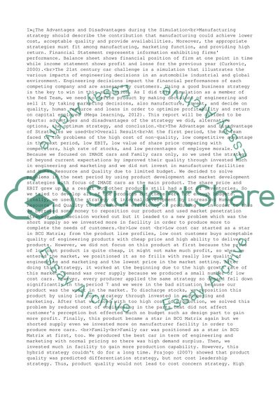 The Advantages and Disadvantages during the Simulation