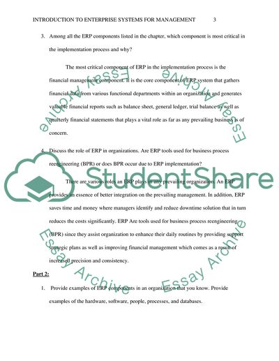 Discussion Questions: Chapter 1 - Introduction to Enterprise Systems for Management
