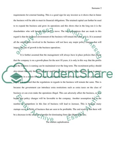 Valuation of the Company: Marriott International Incorporated