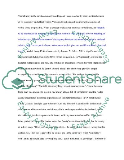 Various Types of Ironies Used by Carver