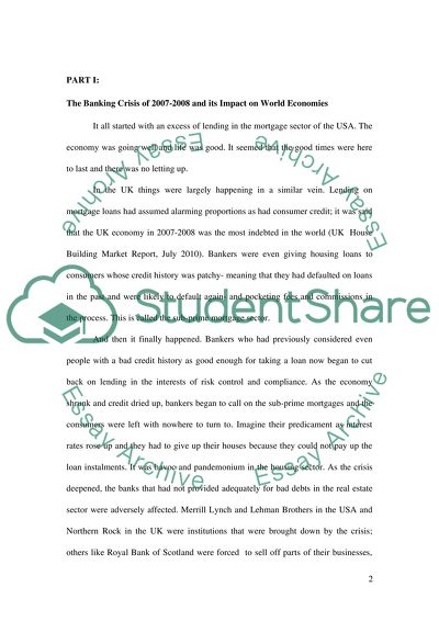 Analysis of the Banking Crisis of 2007-2008