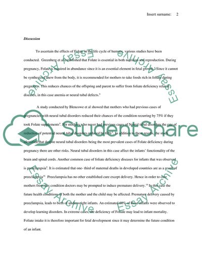 Folate through Lifecycle Nutrition