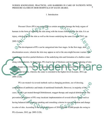 Nurses Knowledge and Barriers in Care of Patients with Pressure Ulcers in Hospitals of Saudi Arabia