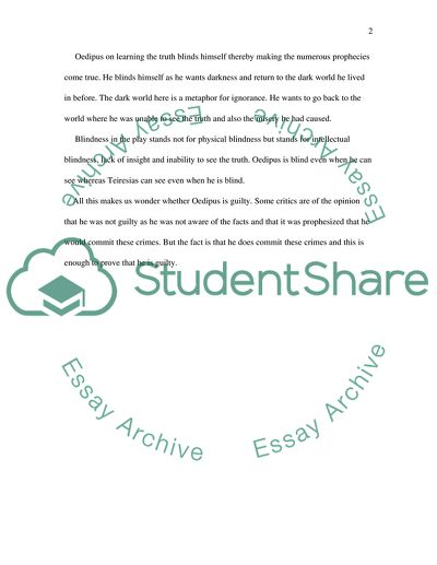 Analysis of Oedipus Rex Play by Sophocles