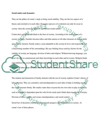 Theories of Comte and Durkheim Concern with Social Order