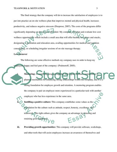 Assignment 3: Teamwork and Motivation