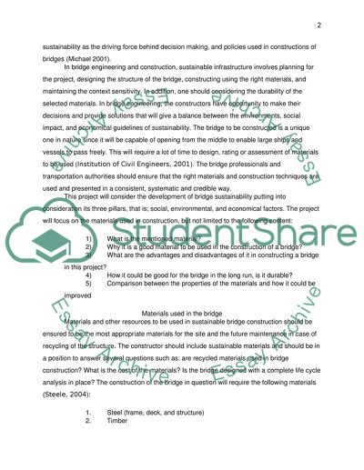 Sustainability in Proposed Bridge Construction