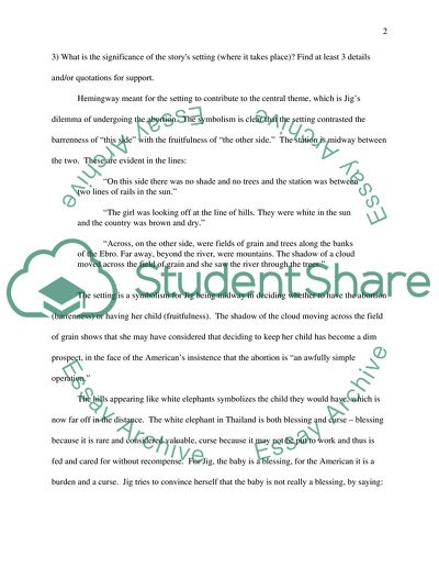 Analysis of Hemingways Hills Like White Elephants