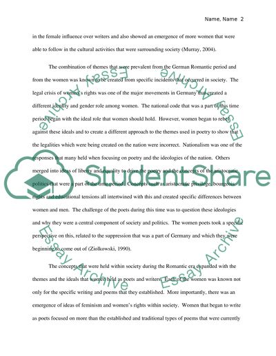 German Female Poets during the German Romanticism Period