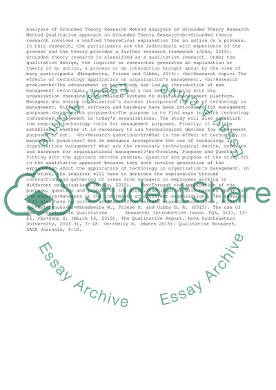 PhD Management: Analysis of Grounded Theory Research Method