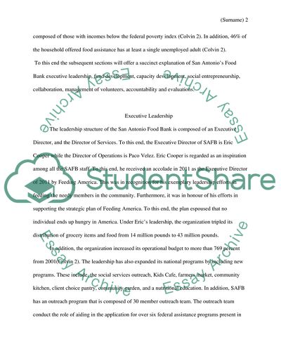 Non-Profit Organization: San Antonio Food Bank