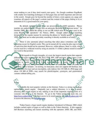 Investigation of Technology: Google and Yahoo