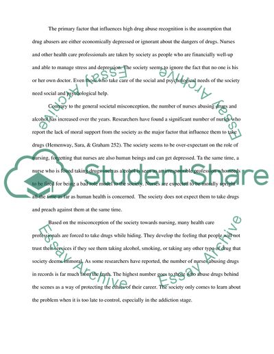 Drug and Substance Abuse among Nursing Professionals