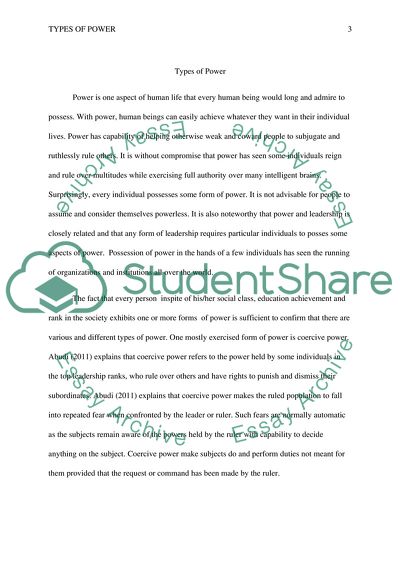 Types of Power Working in Our Societies