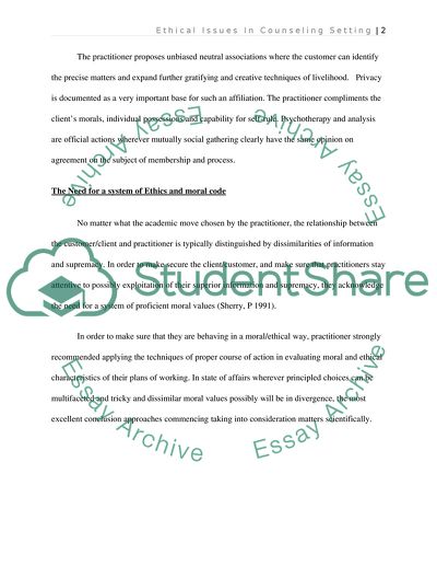 Ethical Issues in Counseling Setting