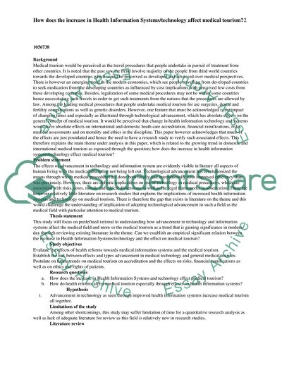 The Increase in Health Information Systems Affect Medical Tourism