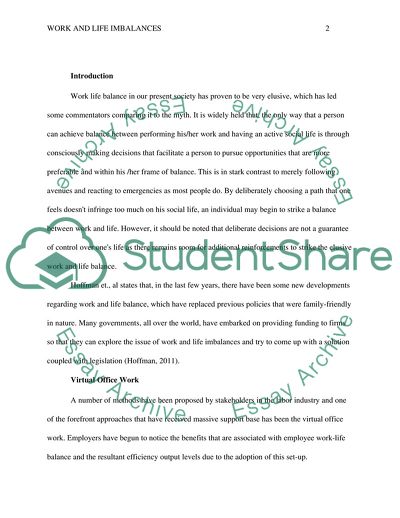 The Virtual Office Work as a Solution to Work ad Life Imbalances