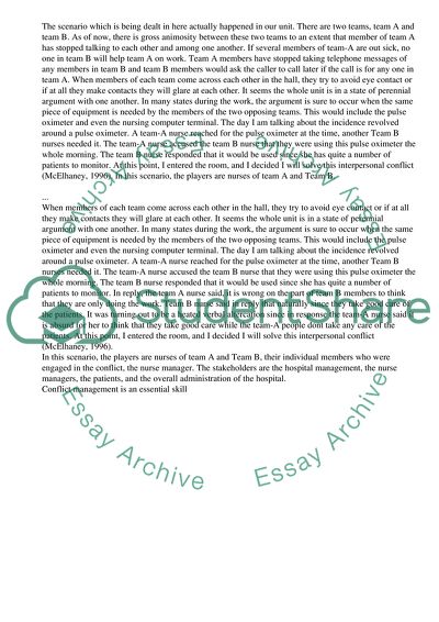 Identification of a Scenario and of Leadership/Management Skills