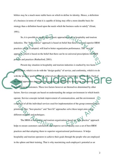 Human Resource Management of Tourism Industry