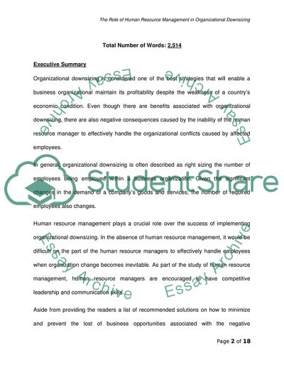 The Role of HRM in Organizational Downsizing