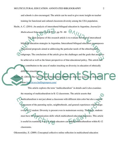 Multicultural Education: Annotated Bibliography